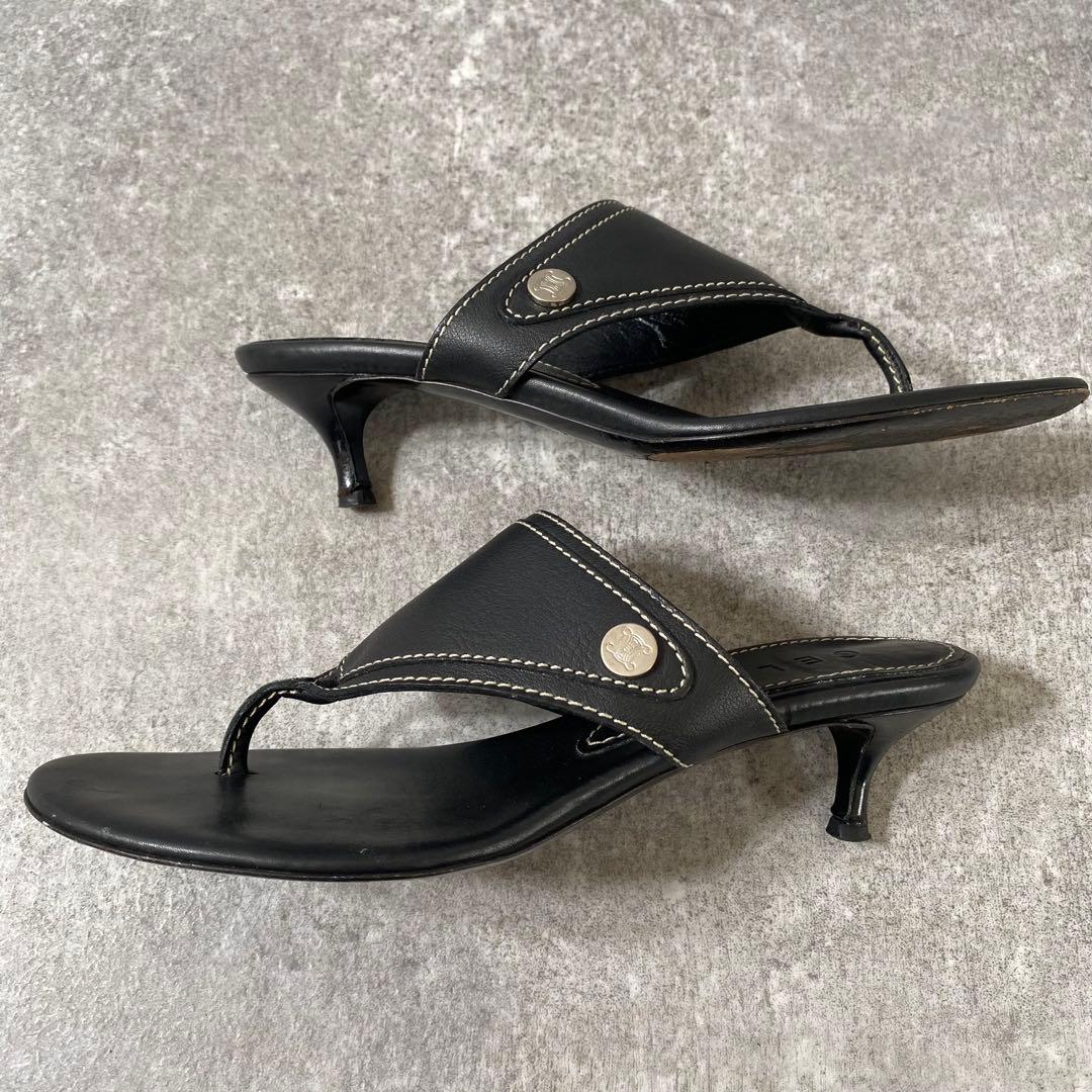 美品　CELINE セリーヌ　サンダル　フラット　ブラック 黒　レザー 25cm