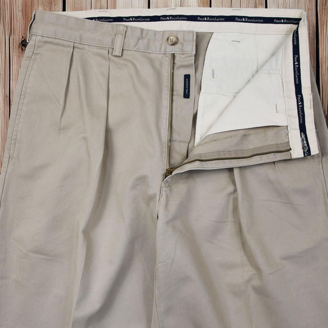 01M574◯ 90s RALPH LAUREN ツータック ワイド スラックス