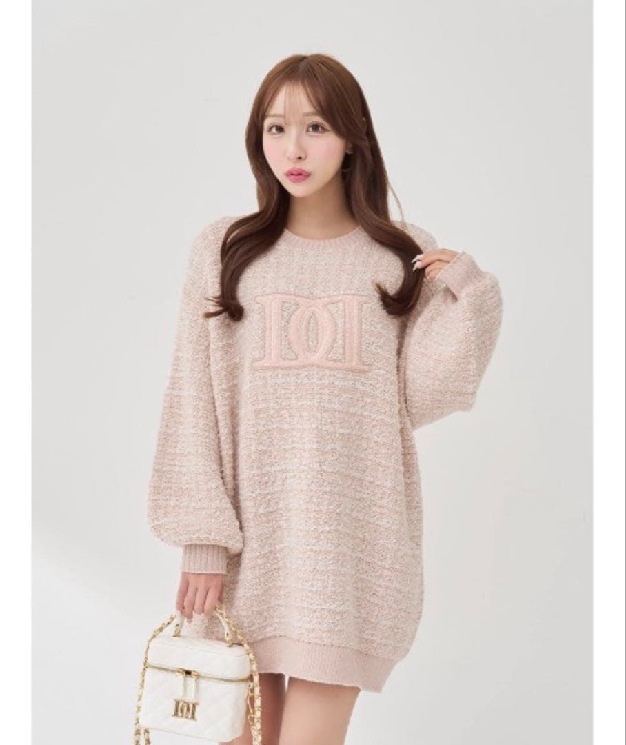 【Darich】 DDロゴツイードニットプルオーバー ピンク