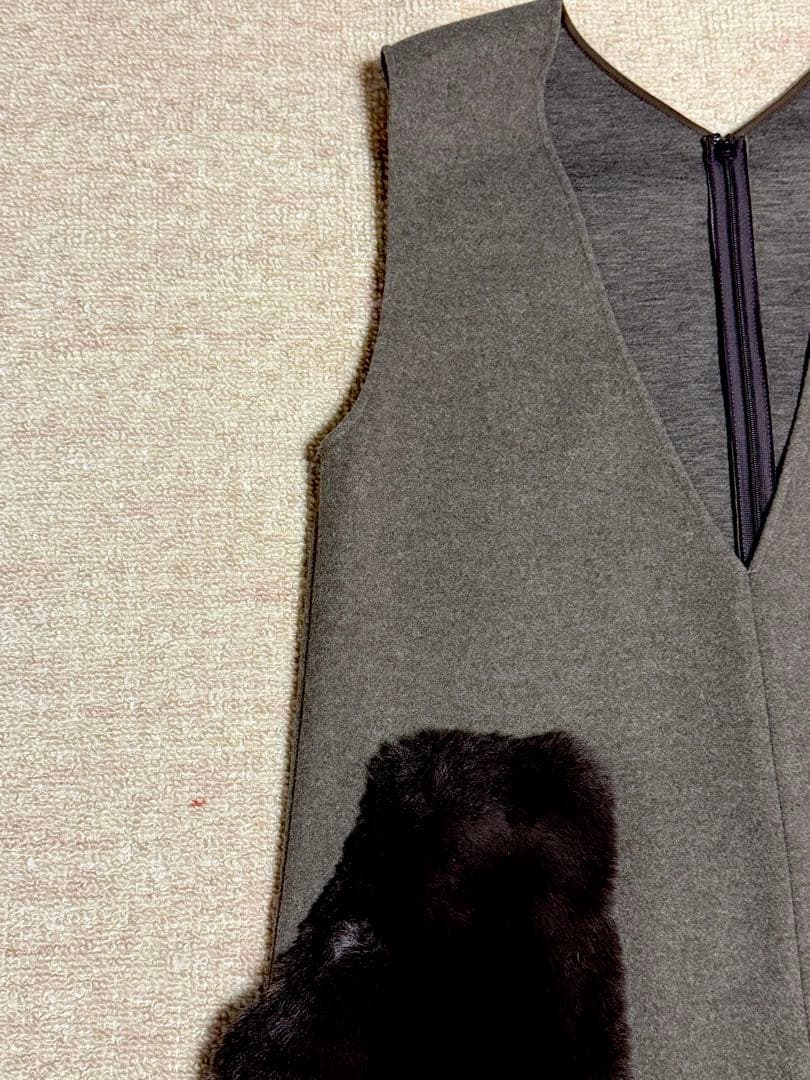 ☆新品☆ブラーミン ライトブラウン Vネック ファーポケット ジャンパースカート