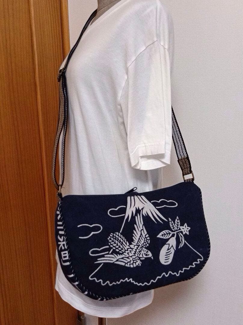 プ*ー様 古布　前掛けリメイク　ショルダーバッグ　一富士二鷹三茄子　ハンドメイド