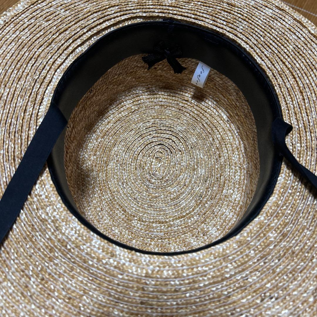 foufou カンカン帽 リボン付き麦わら帽子