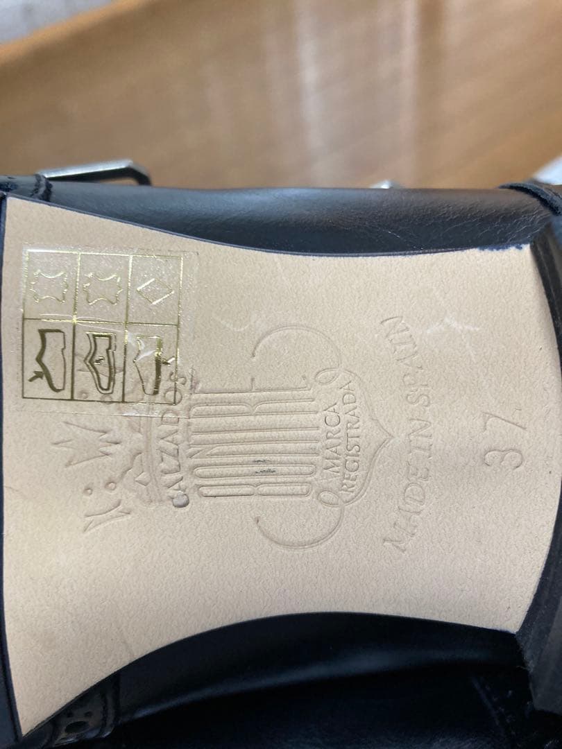 BONTRE ダブルモンクストラップウイングチップ メダリオンシューズ黒本革37