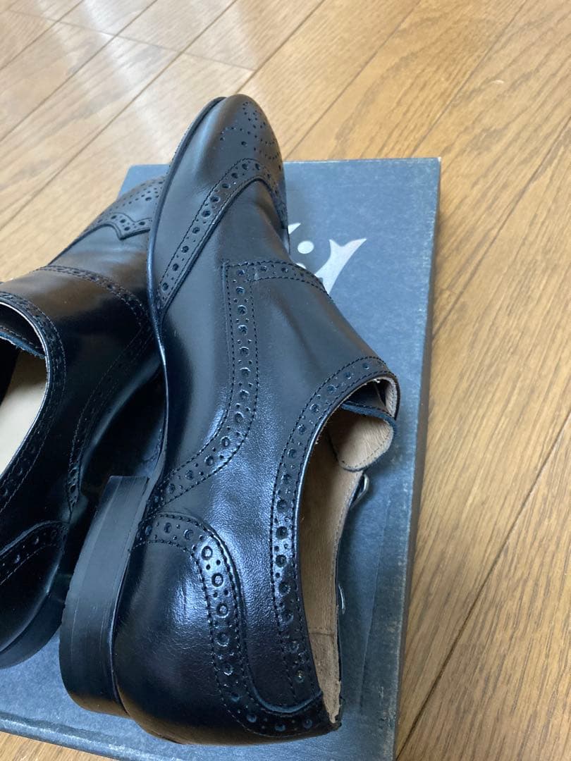 BONTRE ダブルモンクストラップウイングチップ メダリオンシューズ黒本革37