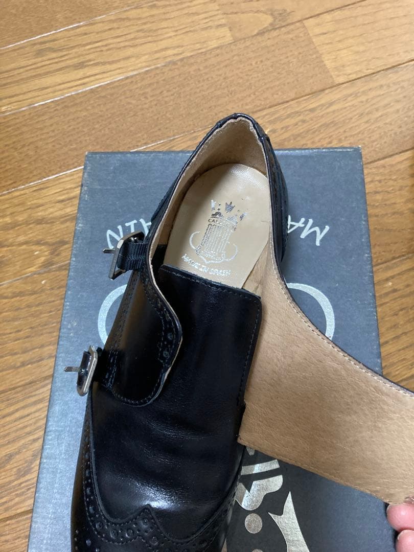 BONTRE ダブルモンクストラップウイングチップ メダリオンシューズ黒本革37