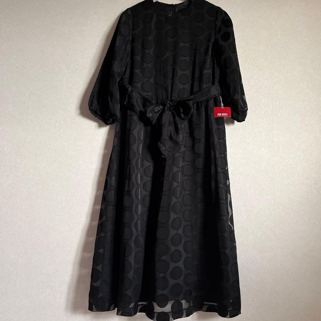 ピンクハウス　ドット柄 ブラック ロングワンピース　新品未使用　Ｍ