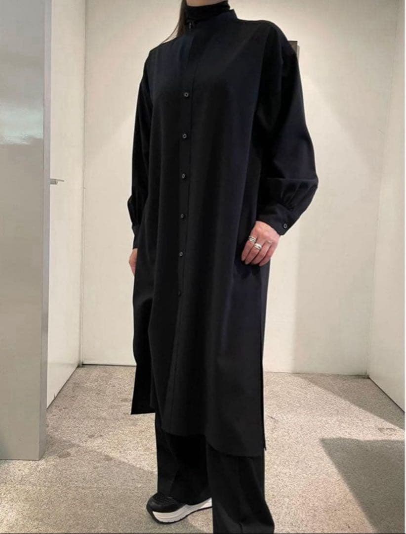 美品　ハイク　HYKE シャツドレス　ロング　ワンピース　黒　1