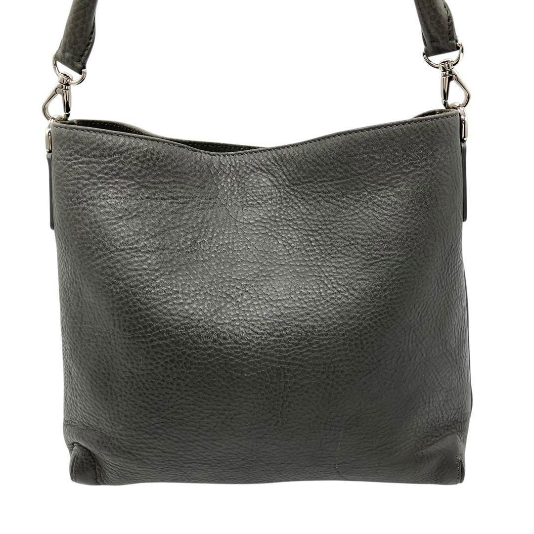 美品 2116 HIROFU プリマ ワンショルダーバッグ シボ革 Hロゴ