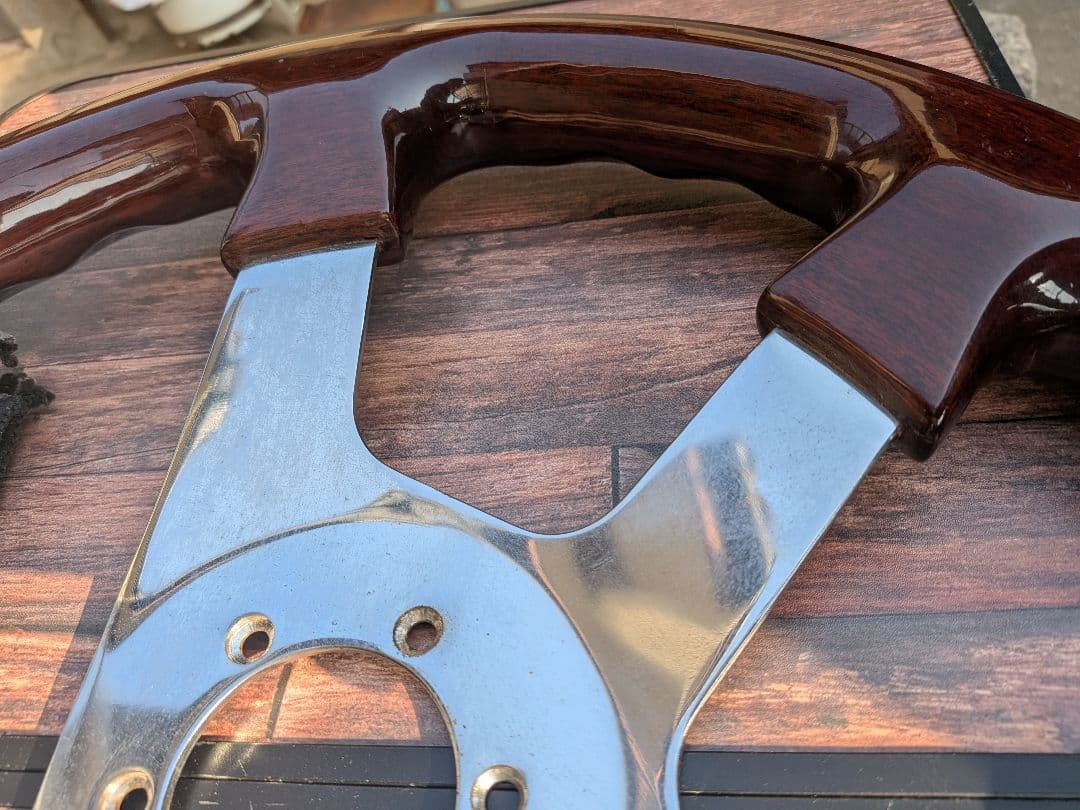 極太　ウッドステアリング　42mm ビンテージ　木目ハンドル　希少