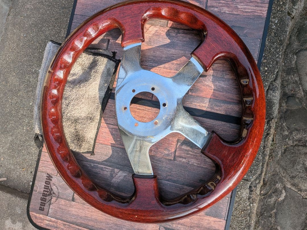 極太　ウッドステアリング　42mm ビンテージ　木目ハンドル　希少