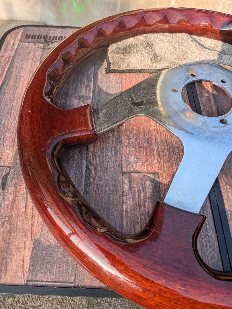 極太　ウッドステアリング　42mm ビンテージ　木目ハンドル　希少