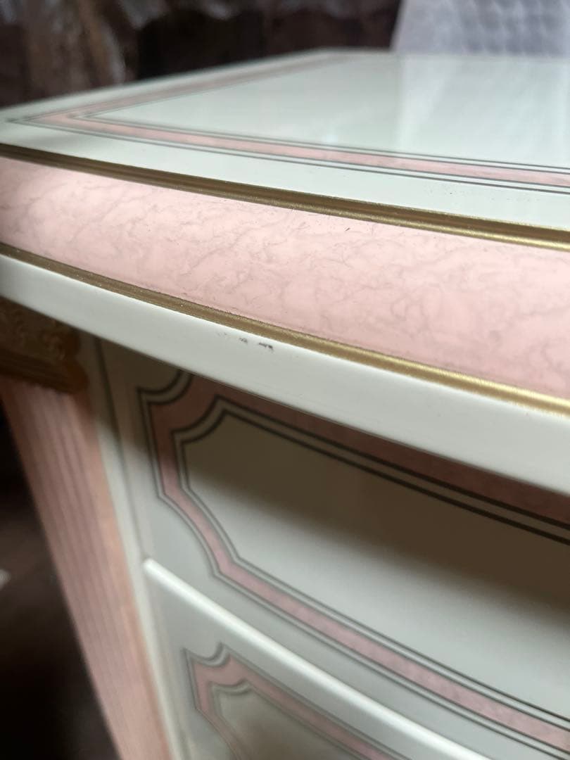 3段 チェスト 白家具 姫系 ロココ調 ピンク インテリア 箪笥 ミニチェスト