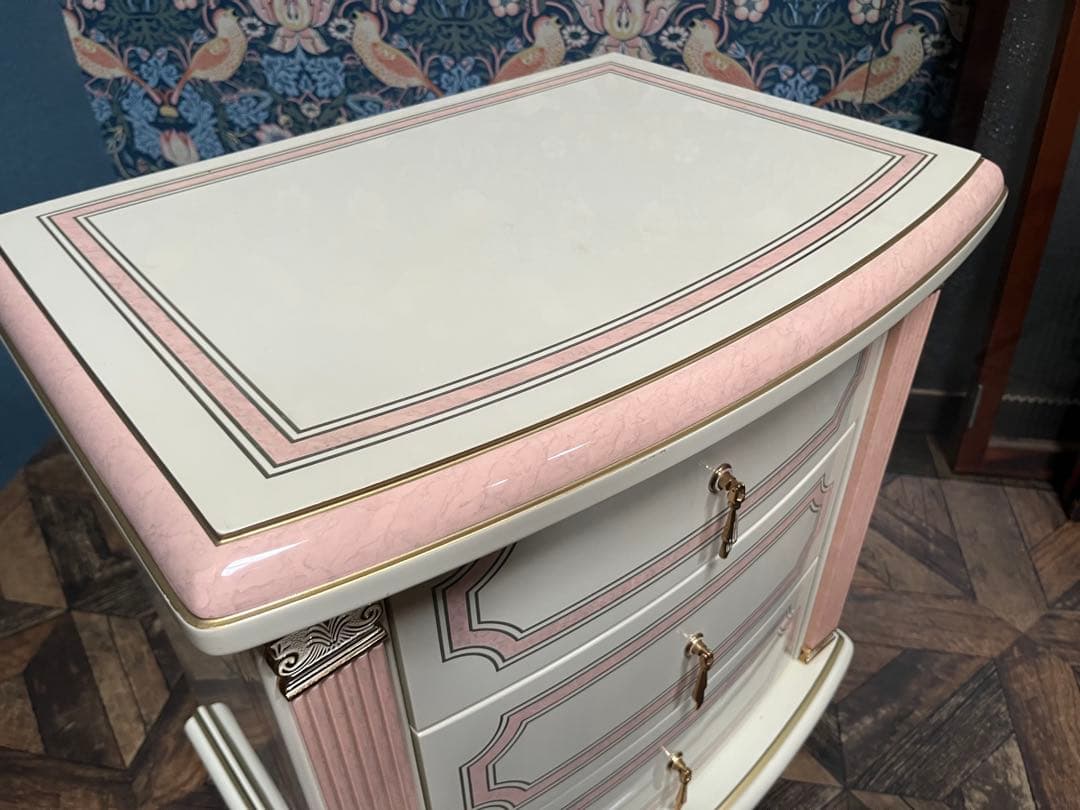 3段 チェスト 白家具 姫系 ロココ調 ピンク インテリア 箪笥 ミニチェスト