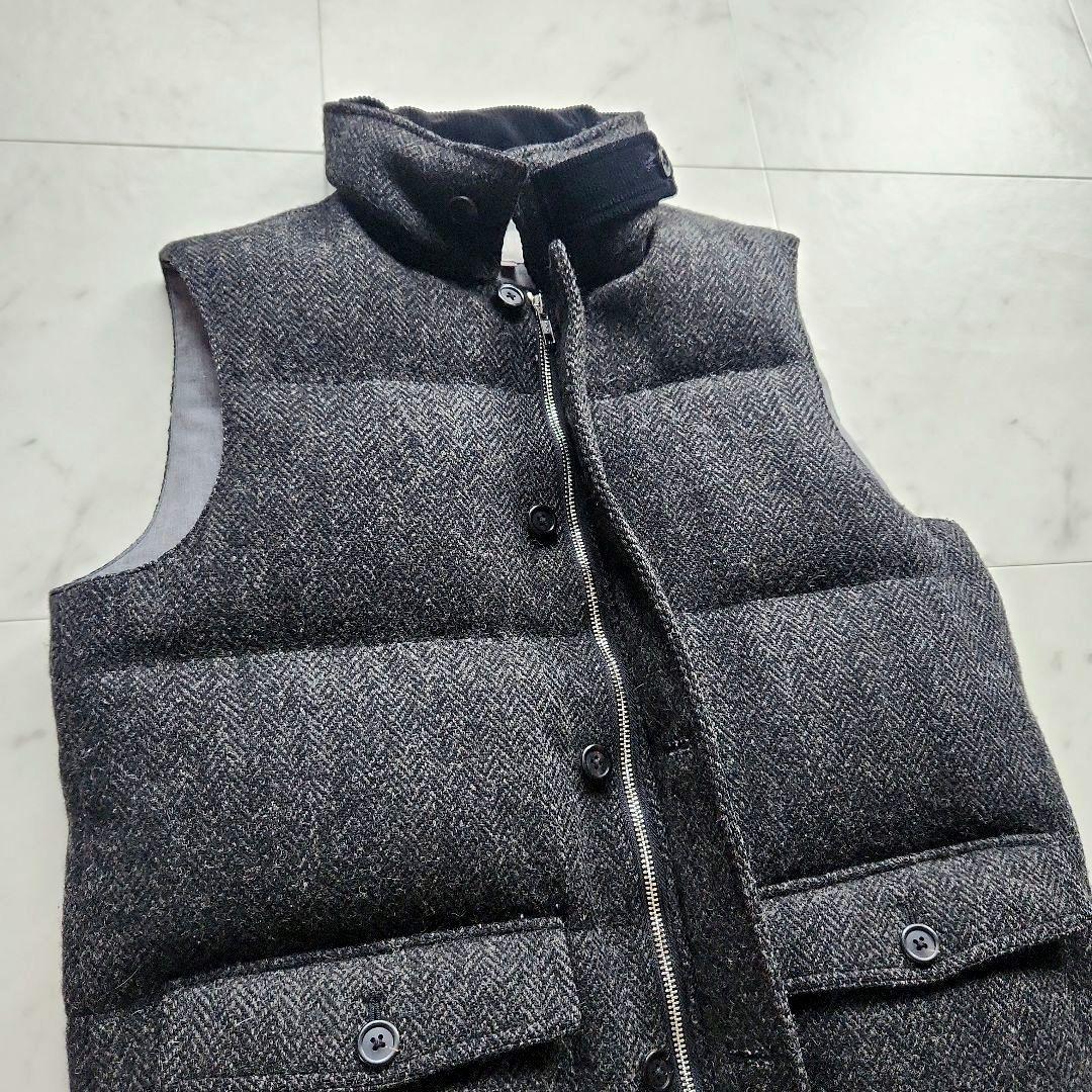 マーガレットハウエル 毛100% ダウンベスト 黒系 ハリスツイード Lサイズ