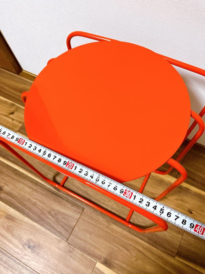 オレンジ 円形 サイドテーブル　レトロポップ