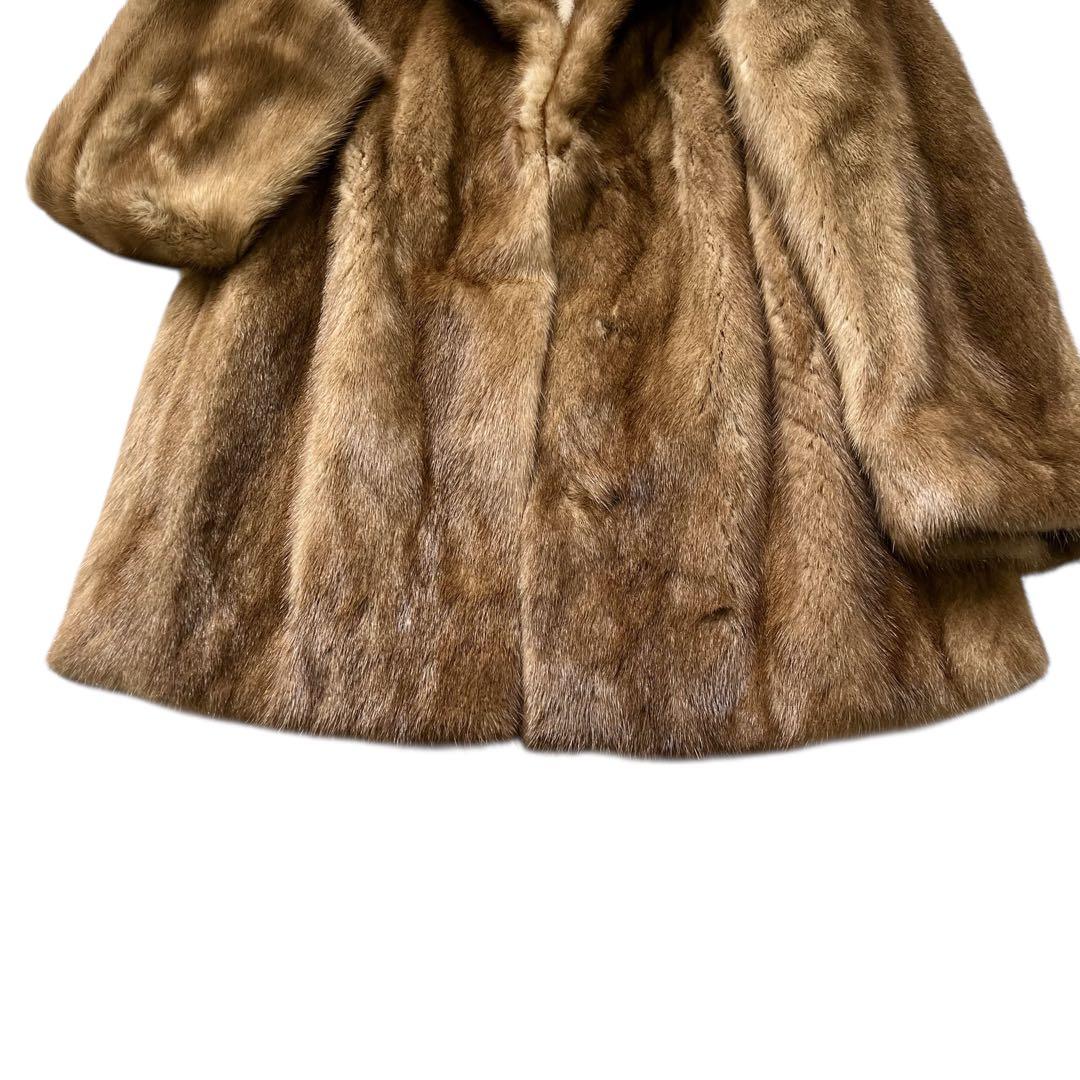 美品 パステルミンク リアルファーコート 毛皮 毛並み◎ なめし柔らか 11号