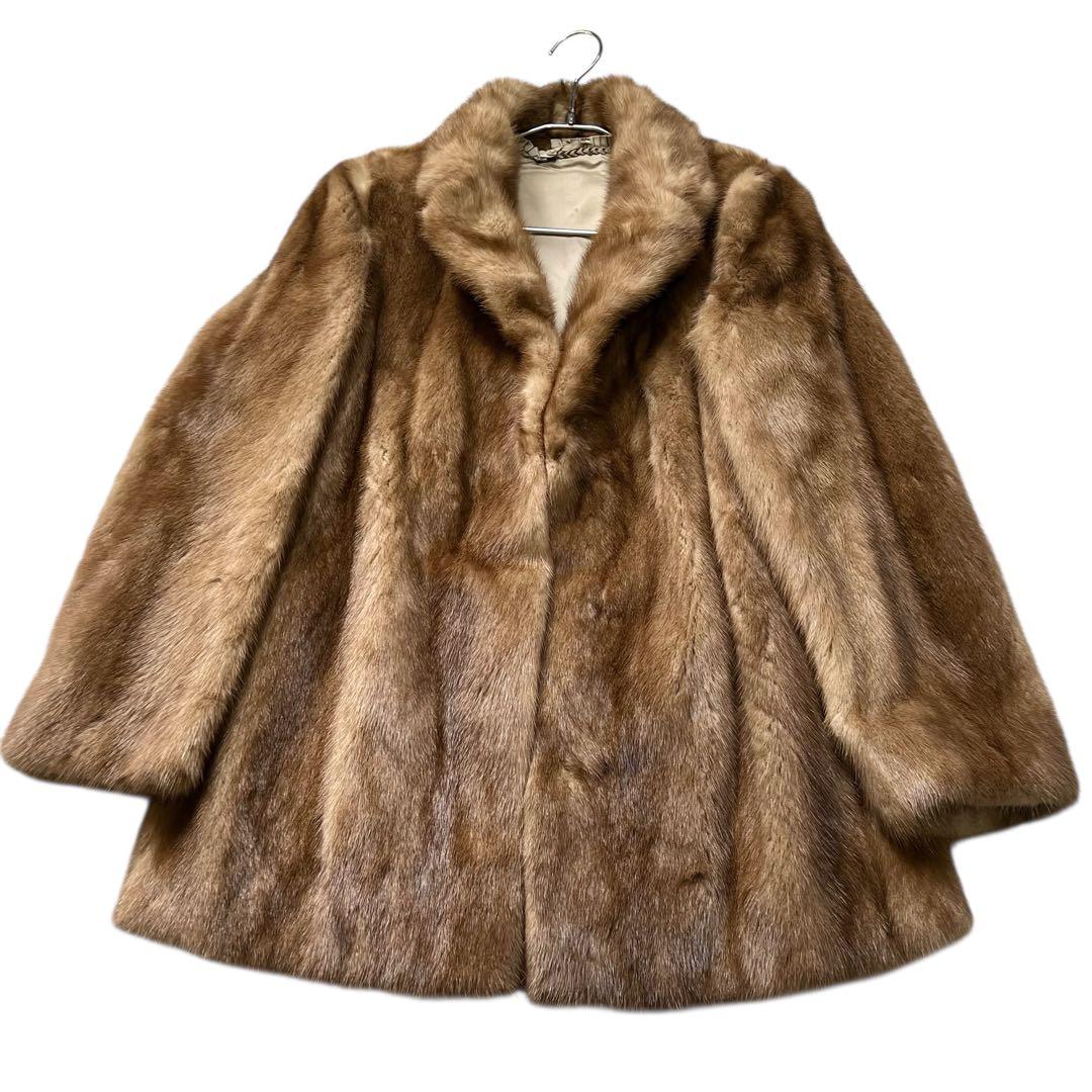 美品 パステルミンク リアルファーコート 毛皮 毛並み◎ なめし柔らか 11号