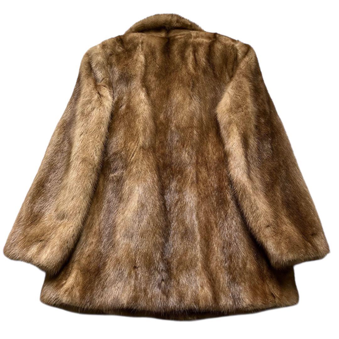 美品 パステルミンク リアルファーコート 毛皮 毛並み◎ なめし柔らか 11号