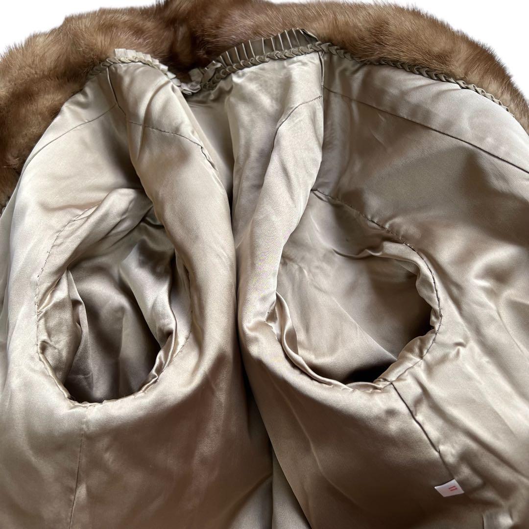 美品 パステルミンク リアルファーコート 毛皮 毛並み◎ なめし柔らか 11号