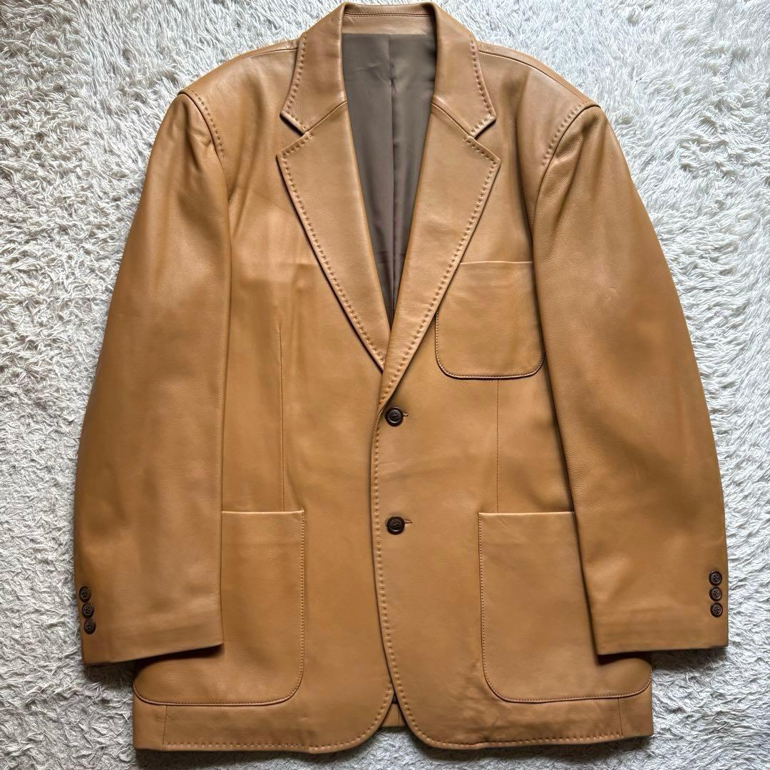 ★希少 XLサイズ★ G-stage テーラード ジャケット 羊革 キャメル