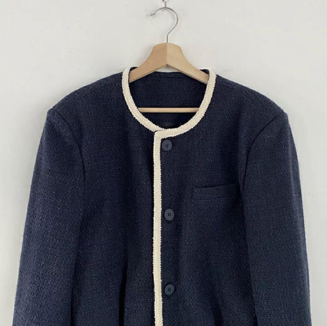 2planツイードジャケット ネイビー メンズ 韓国ブランド