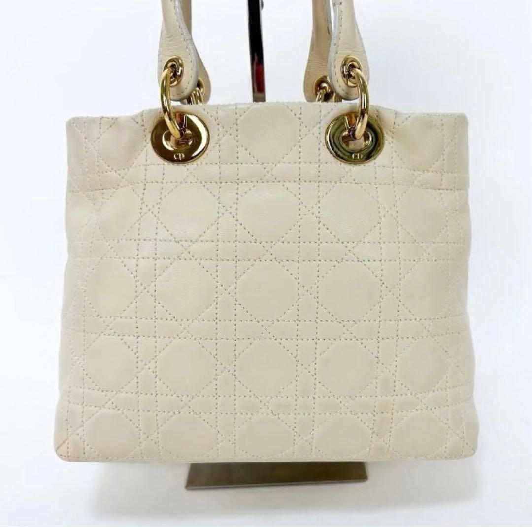 美品クリスチャンディオール　レディディオール カナージュ ハンドバッグ レザー