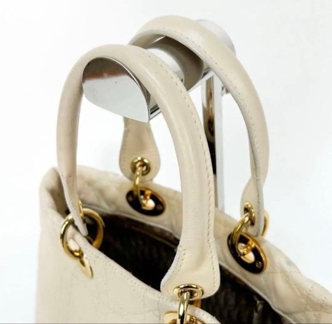 美品クリスチャンディオール　レディディオール カナージュ ハンドバッグ レザー