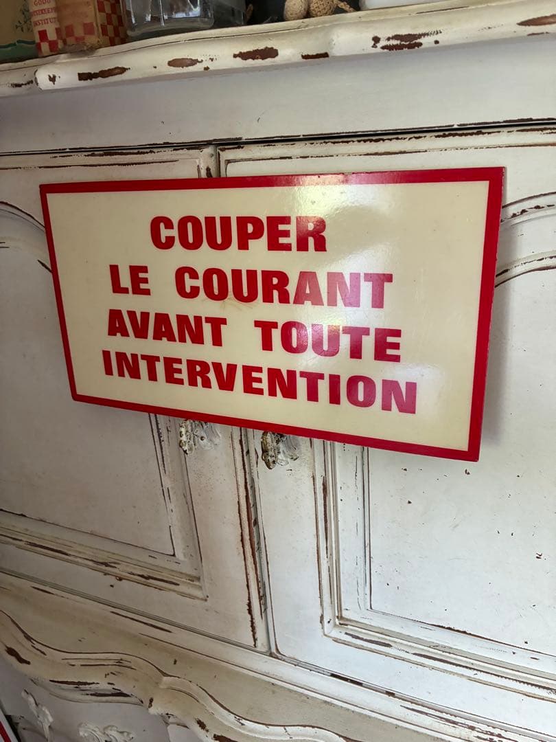 50sフランス　アンティーク　サイン　プレート　看板　 注意喚起　文字沢山