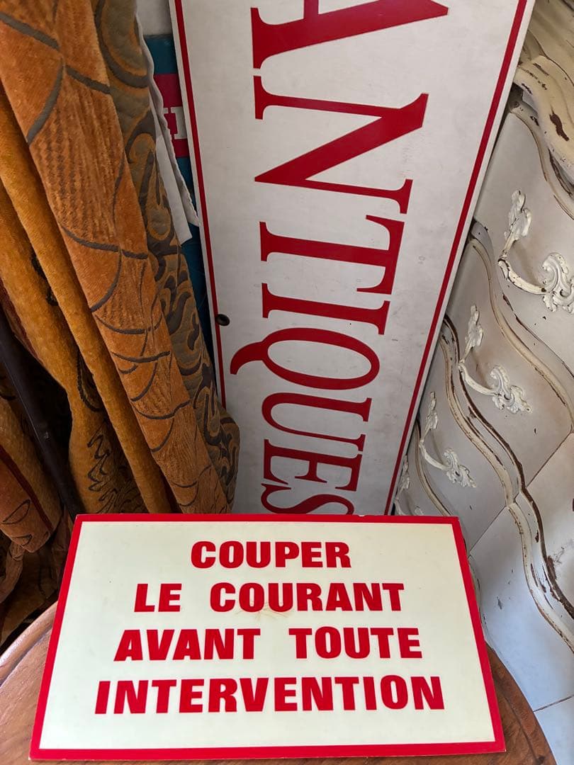 50sフランス　アンティーク　サイン　プレート　看板　 注意喚起　文字沢山