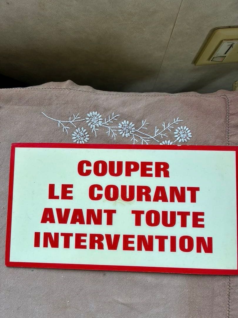 50sフランス　アンティーク　サイン　プレート　看板　 注意喚起　文字沢山