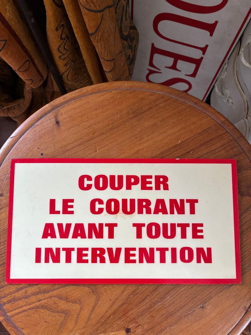 50sフランス　アンティーク　サイン　プレート　看板　 注意喚起　文字沢山