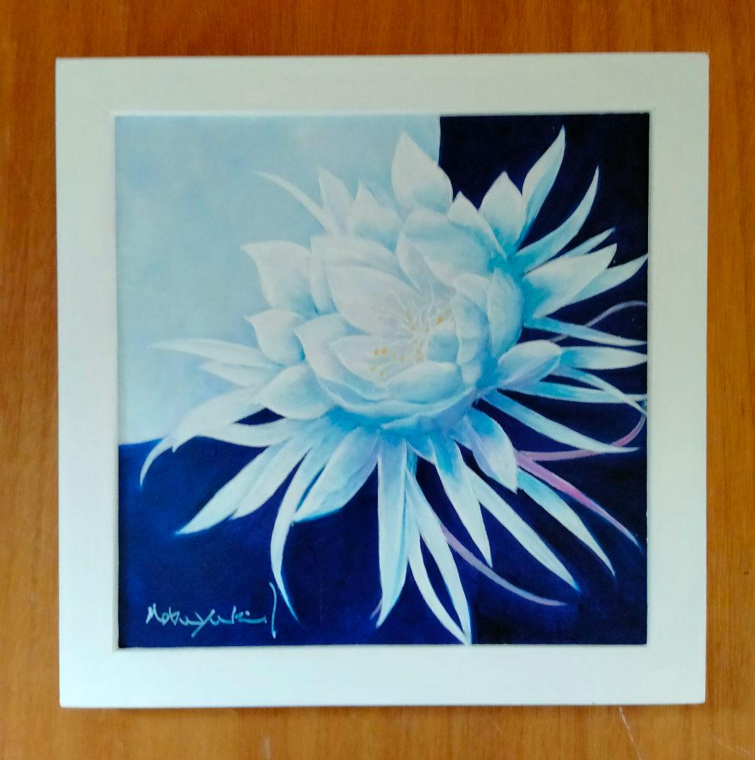 油絵　月光華（月下美人）F3　洋画家・池畠史幸　新作真筆画