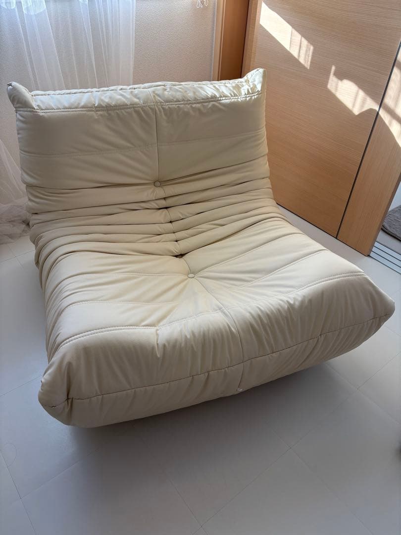 クリーム色 リクライニング1人掛けソファ