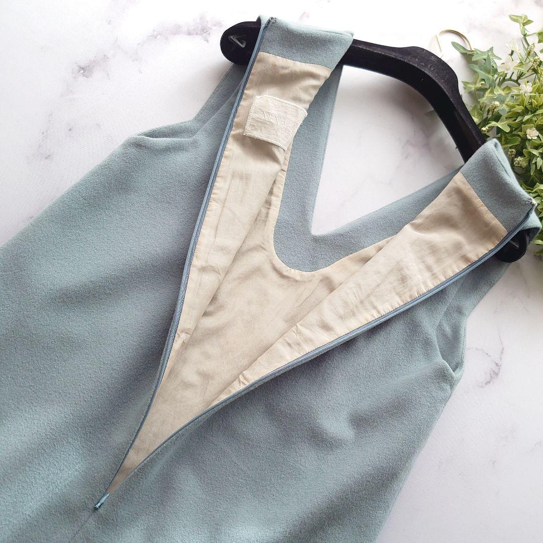 マイラン カシミヤ100％ ジレ ワンピース ベスト スリット ライトブルー