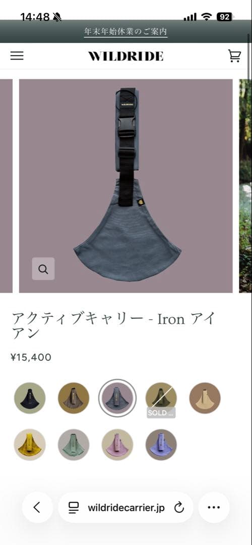 【美品】WILDRIDE アクティブキャリア:Iron