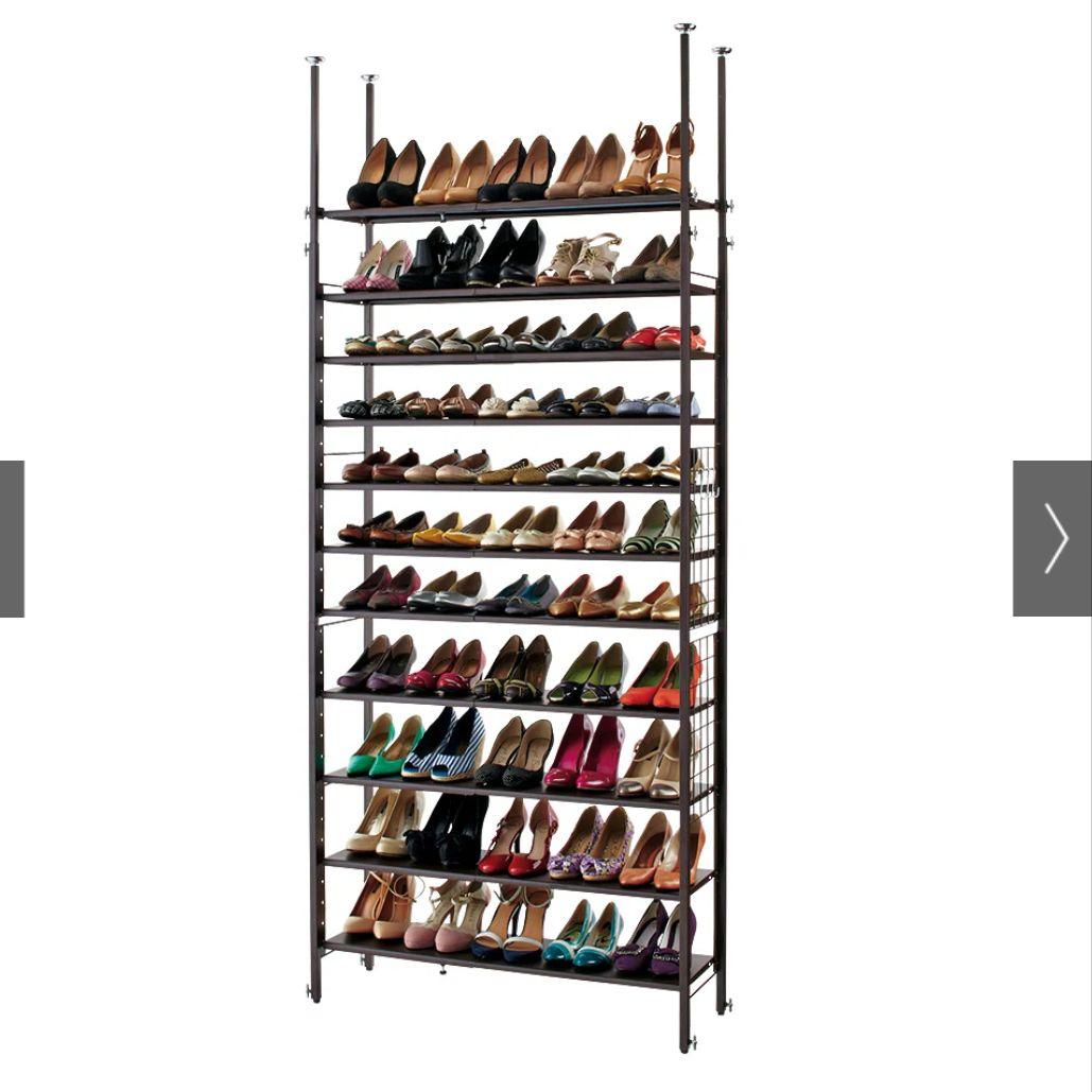 玄関の段差対応伸縮シューズラック 突っ張り式 11段