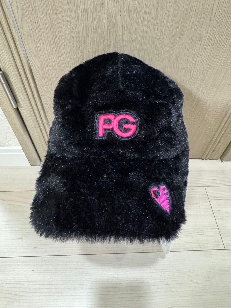 PG フリース耳あて付きニット帽 黒