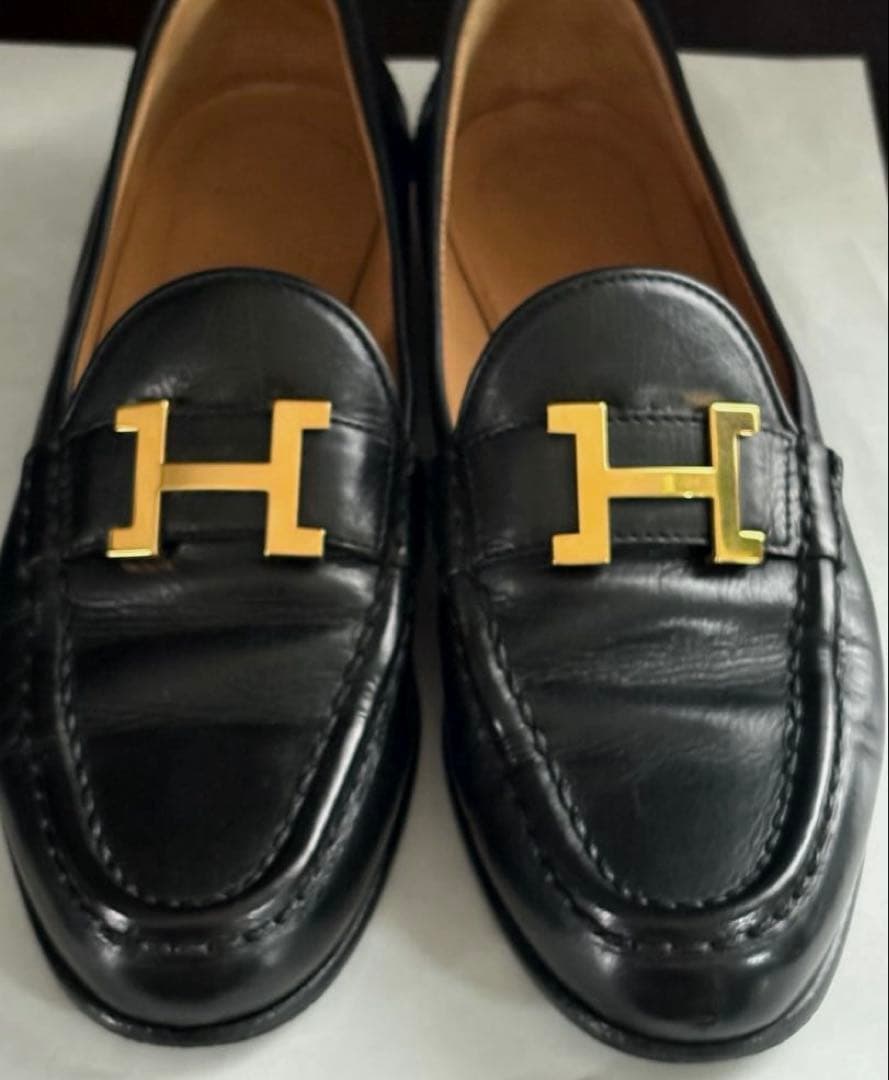 HERMES ローファー エルメス コンスタンス Ｈロゴ金具 カーフレザー