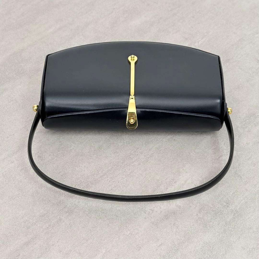 美品 WAKO 銀座和光 フォーマル ハンドバッグ ダークネイビー