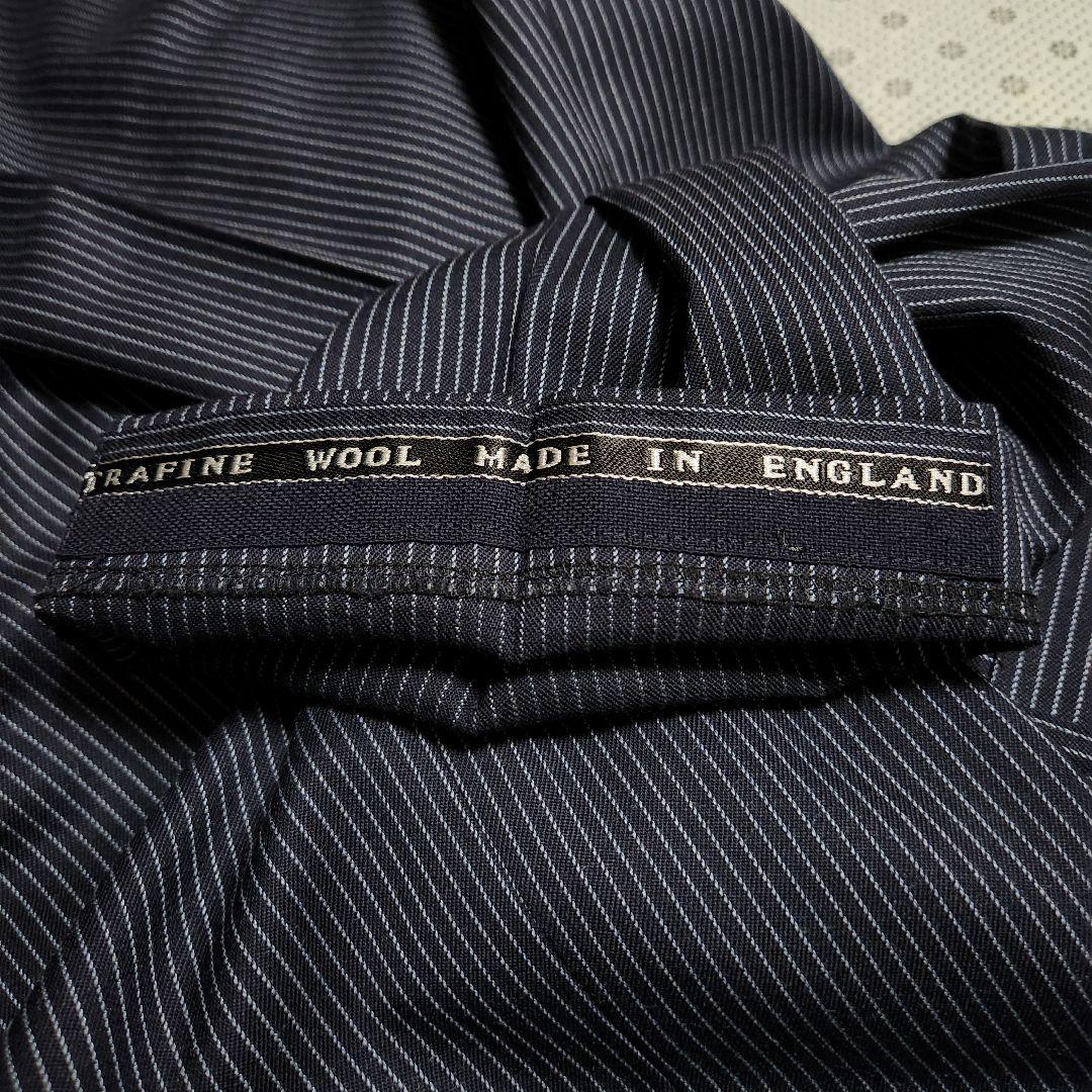 オーダースーツ 3ピース M相当 ネイビー ストライプ