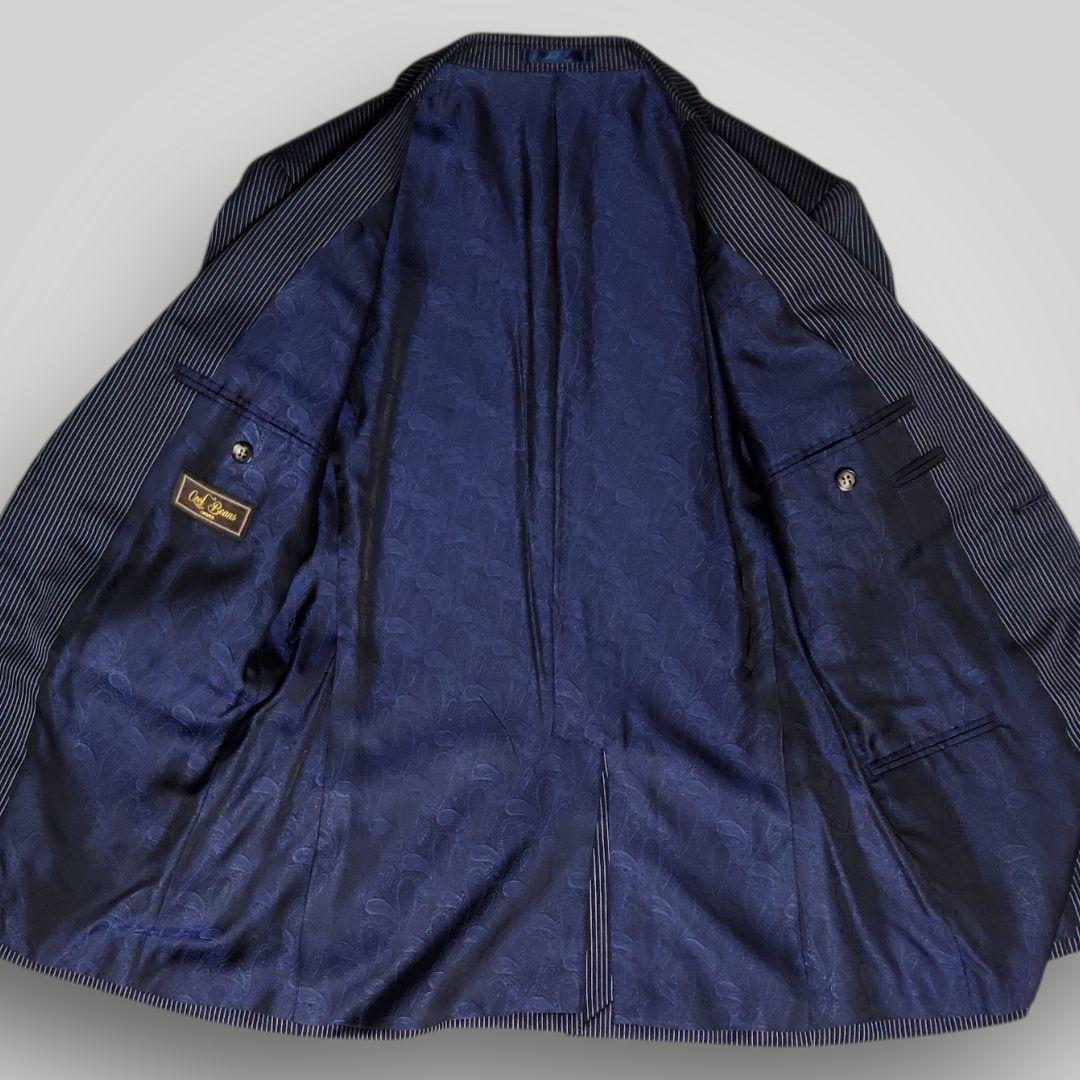 オーダースーツ 3ピース M相当 ネイビー ストライプ