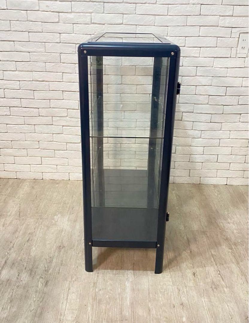 ダークブルー ガラスケース 鍵付き ikea ショーケース 美品 定価5.6万