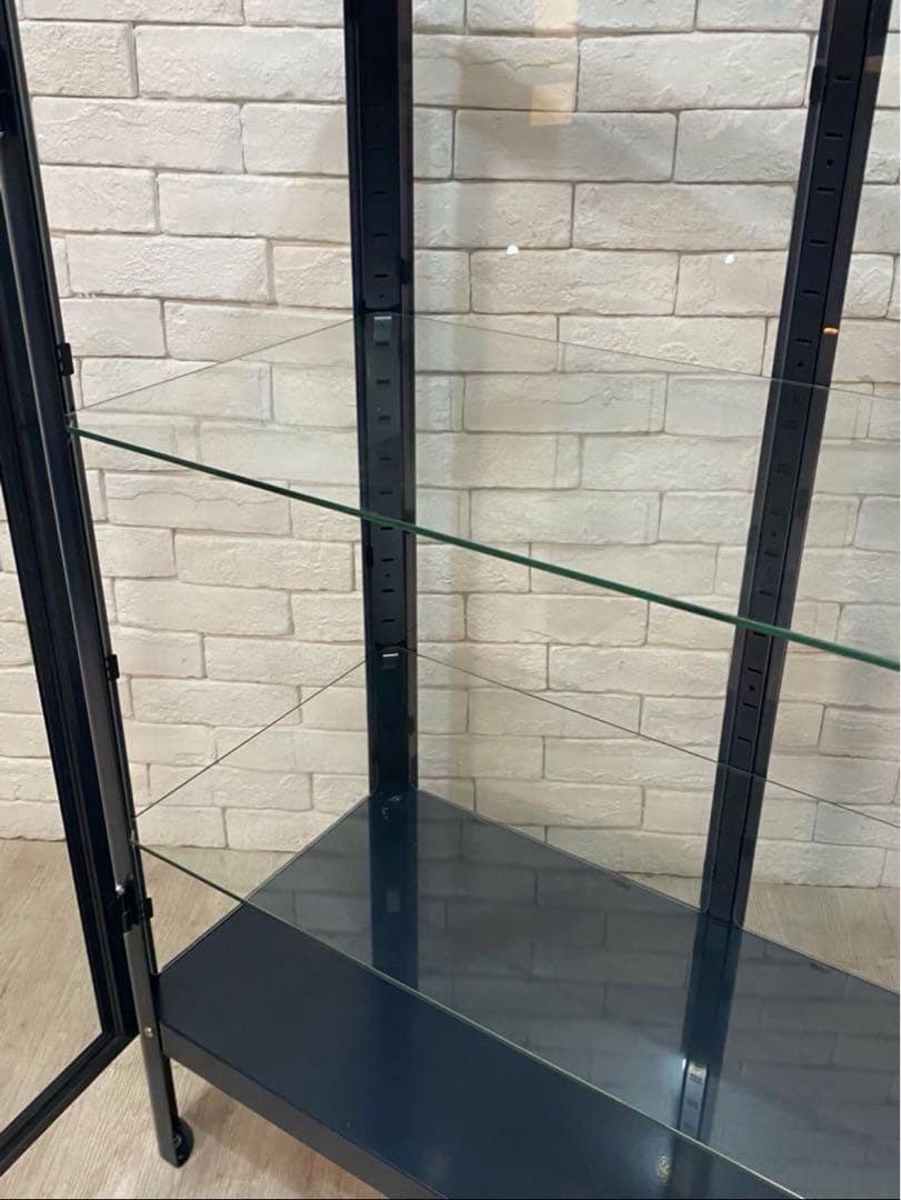 ダークブルー ガラスケース 鍵付き ikea ショーケース 美品 定価5.6万