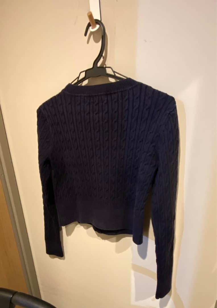 anuans リトルケーブルニットカーディガン ネイビー