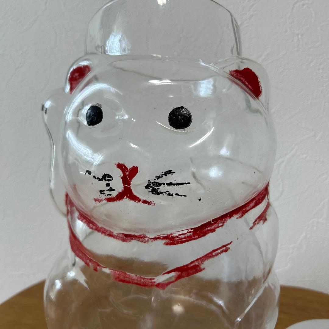 ガラス招き猫　菓子瓶　昭和レトロ 状態良品