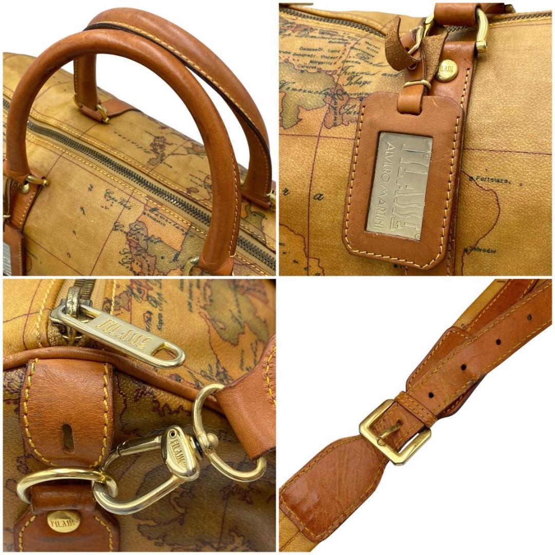 美品　プリマクラッセ　ボストンバッグ　2WAY 世界地図　レザー　斜め掛け