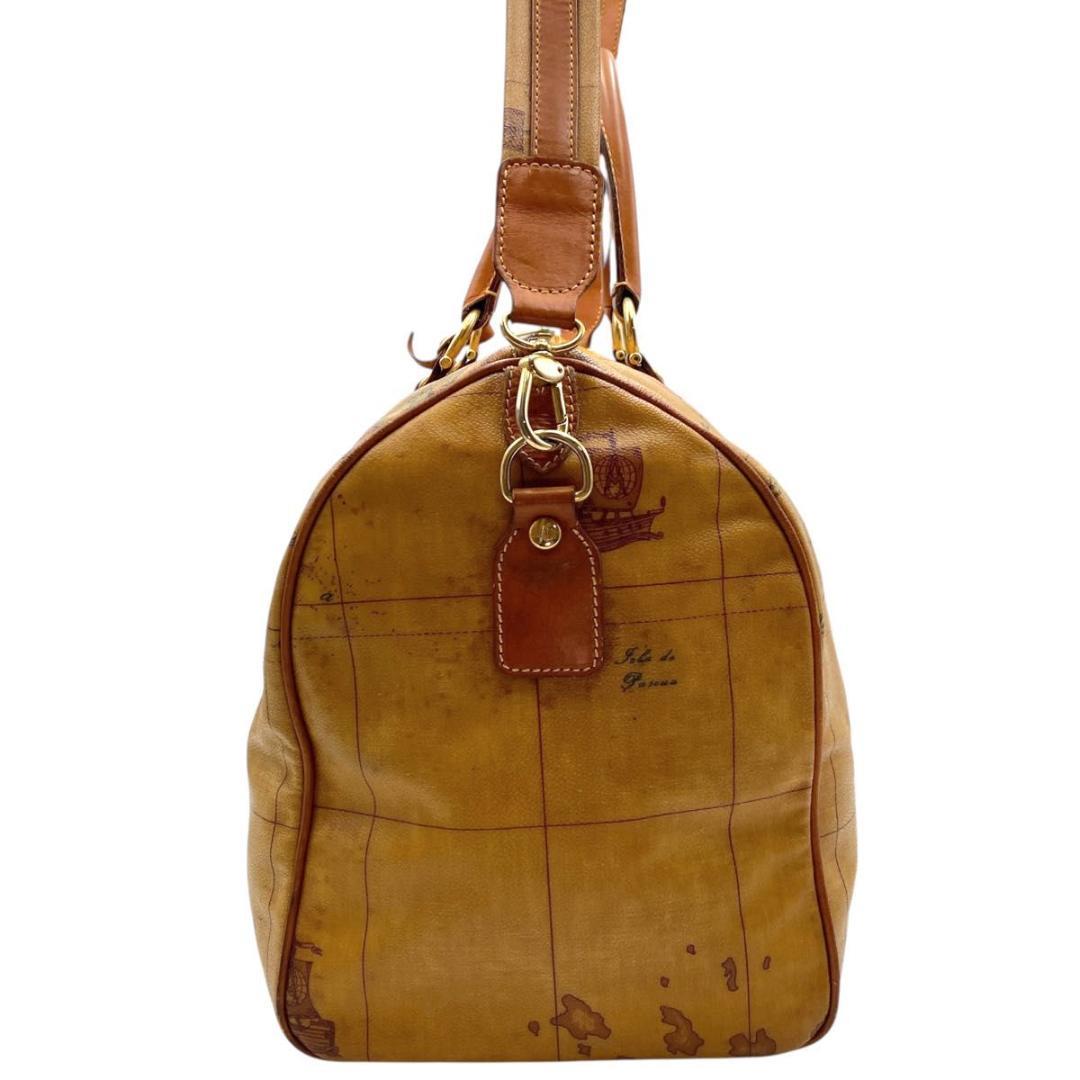 美品　プリマクラッセ　ボストンバッグ　2WAY 世界地図　レザー　斜め掛け