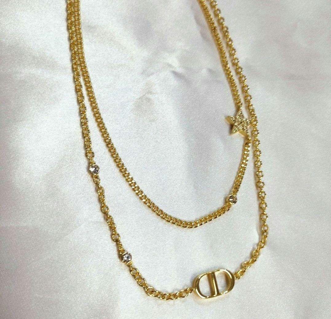 Dior ディオール ゴールドメッキ 2連ネックレス DIOR✩