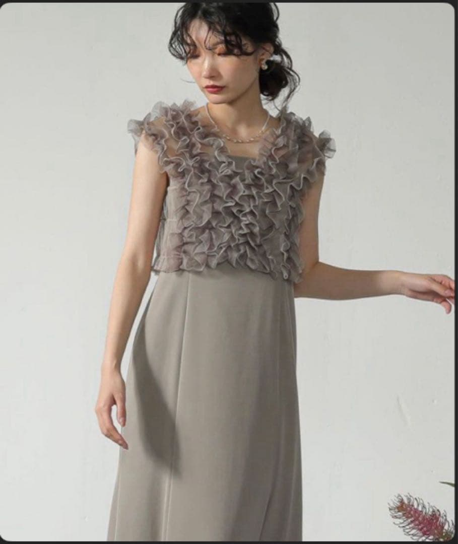 KANA チュール ボリューム フリル ベスト シアー トップス ワンピース