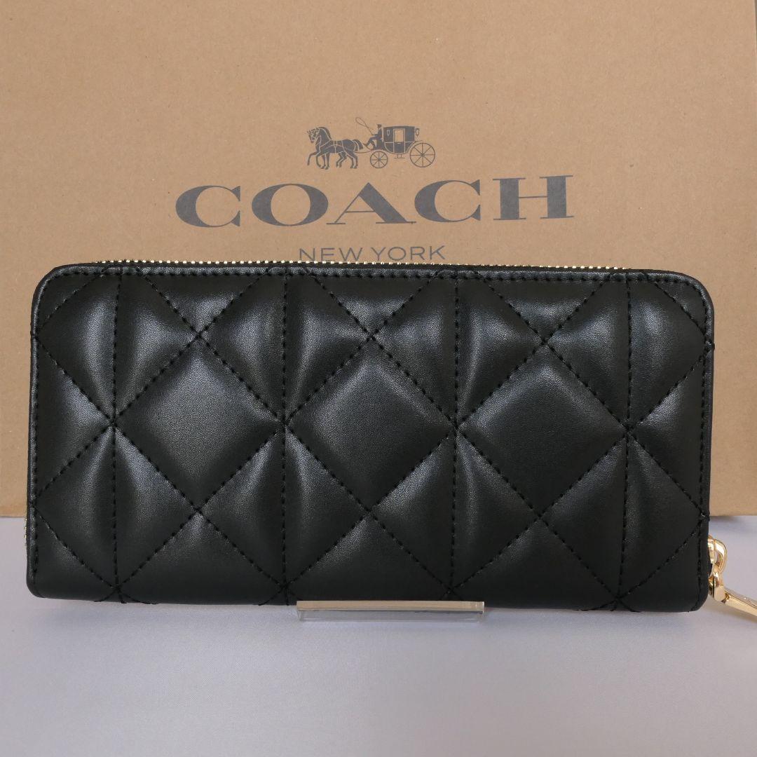 2点　 コーチ 長財布 ラウンドファスナー キルティング F53637